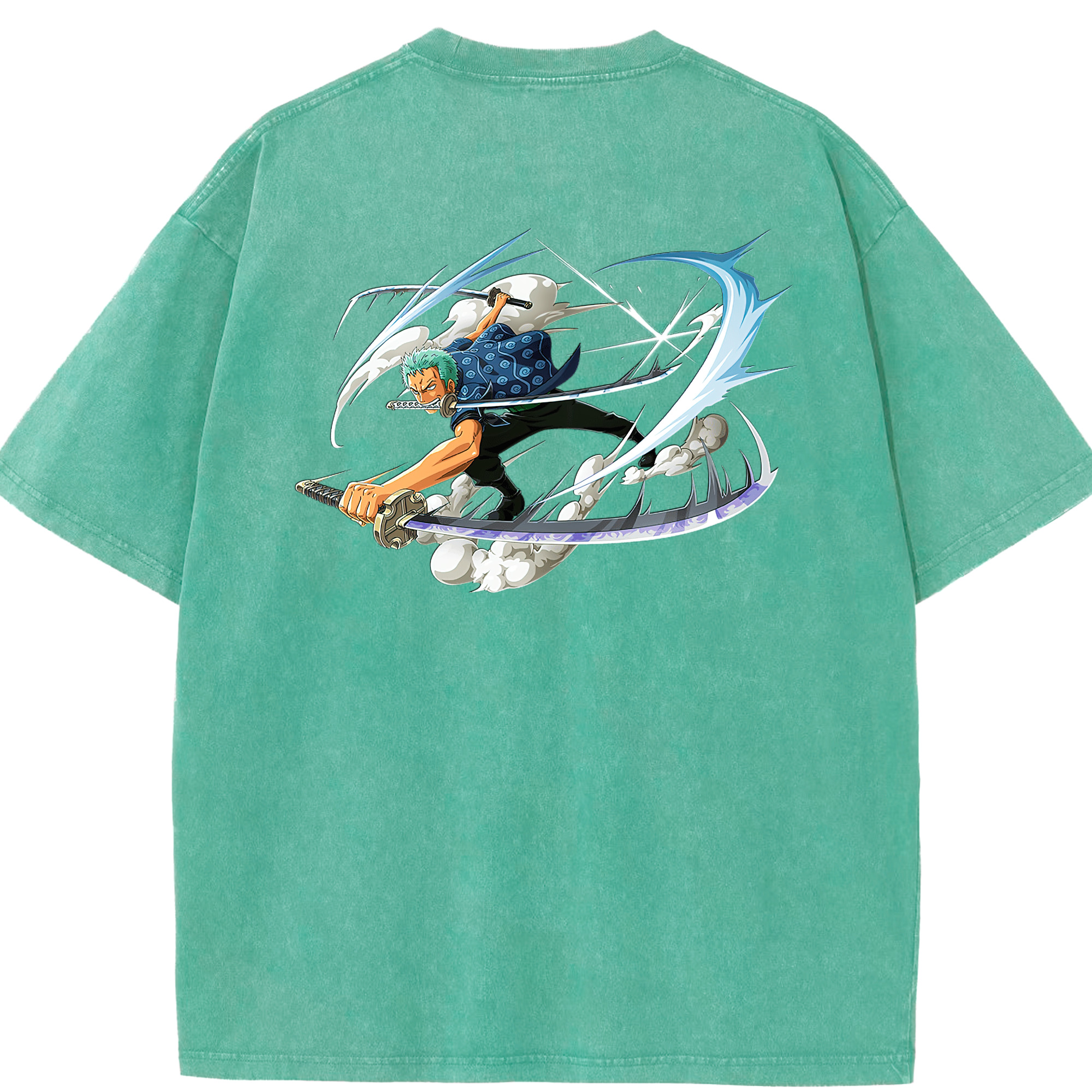 ワンピース ロロノア・ゾロ ONE PIECE Roronoa Zoro 綿100% ヴィンテージ風 半袖Tシャツ（背面プリント）